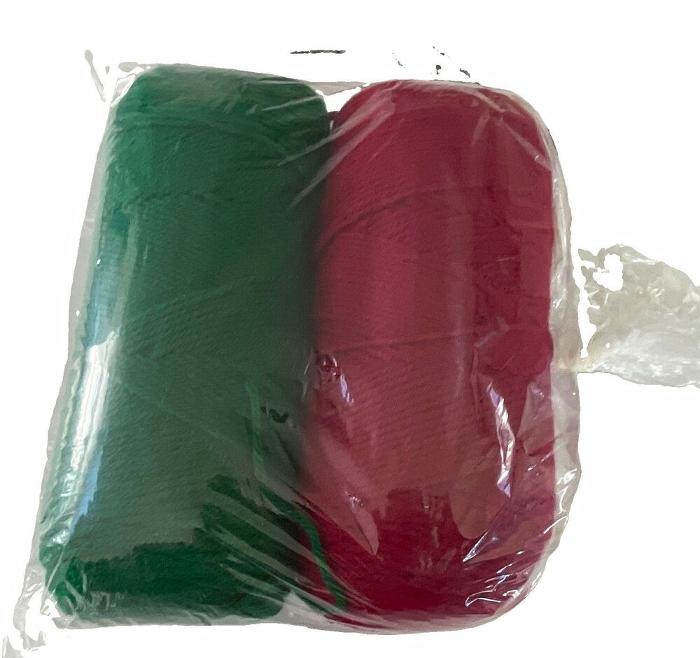 Lot of 2 Plain Yarn Skeins, Green & Red, for Crochet and Crafts